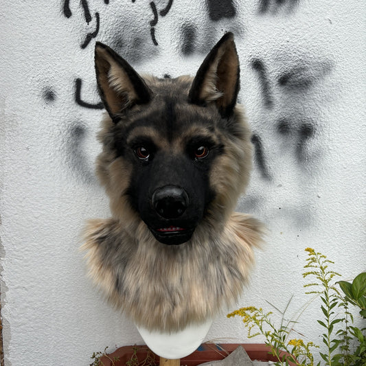 [Stock]Movable Jaw German Shepherd Head Realistic Fursuit Headpiece Dog Cosplay Mask Halloween Costumes