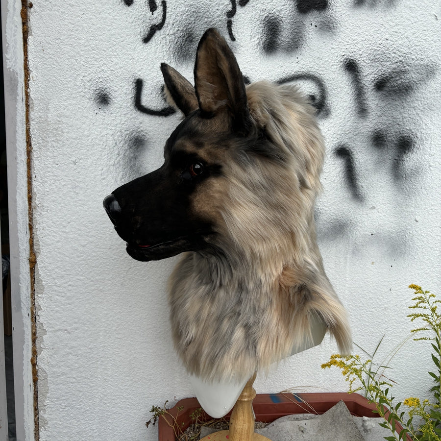 [Stock]Movable Jaw German Shepherd Head Realistic Fursuit Headpiece Dog Cosplay Mask Halloween Costumes