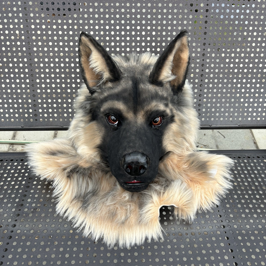 [Stock]Movable Jaw German Shepherd Head Realistic Fursuit Headpiece Dog Cosplay Mask Halloween Costumes