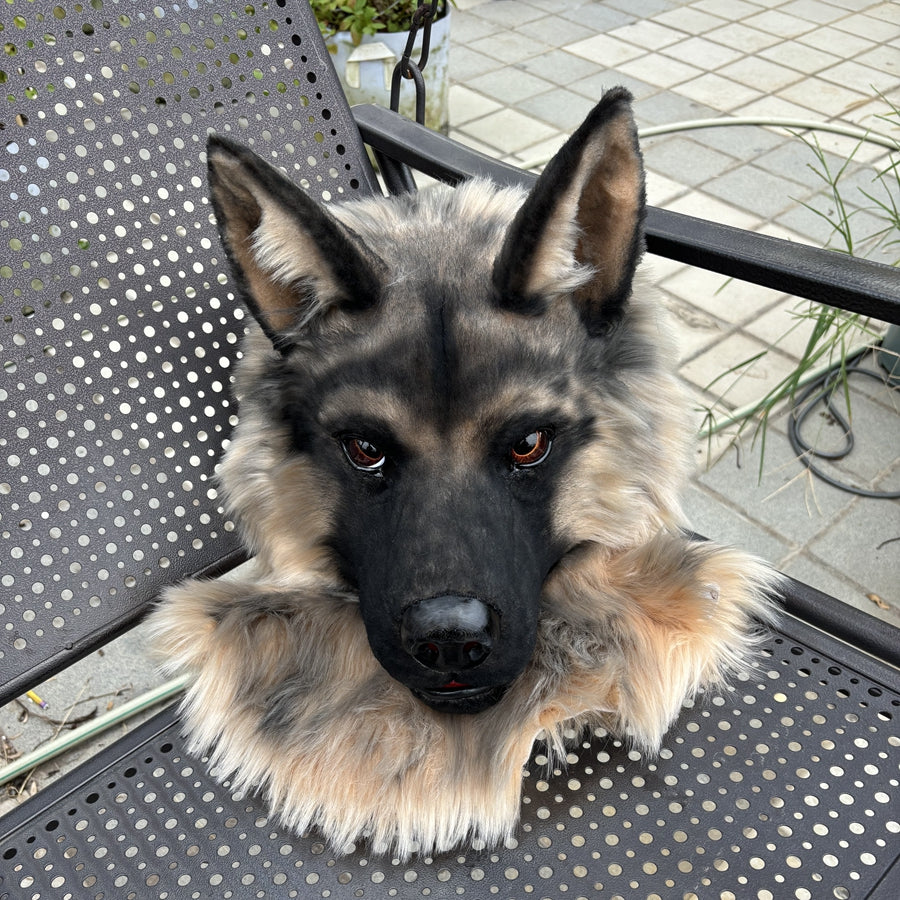 [Stock]Movable Jaw German Shepherd Head Realistic Fursuit Headpiece Dog Cosplay Mask Halloween Costumes