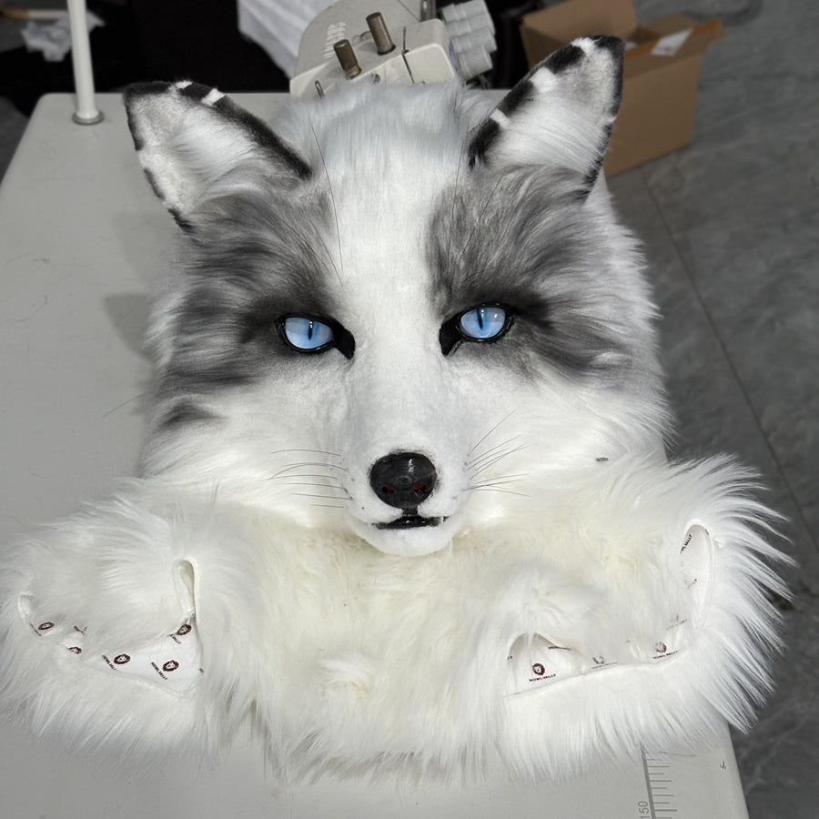 [Stock]Movable Jaw Fox Head Realistic Fursuit Headpiece Dog Cosplay Mask Halloween Costumes