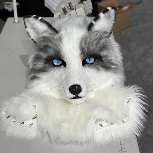 [Stock]Movable Jaw Fox Head Realistic Fursuit Headpiece Dog Cosplay Mask Halloween Costumes