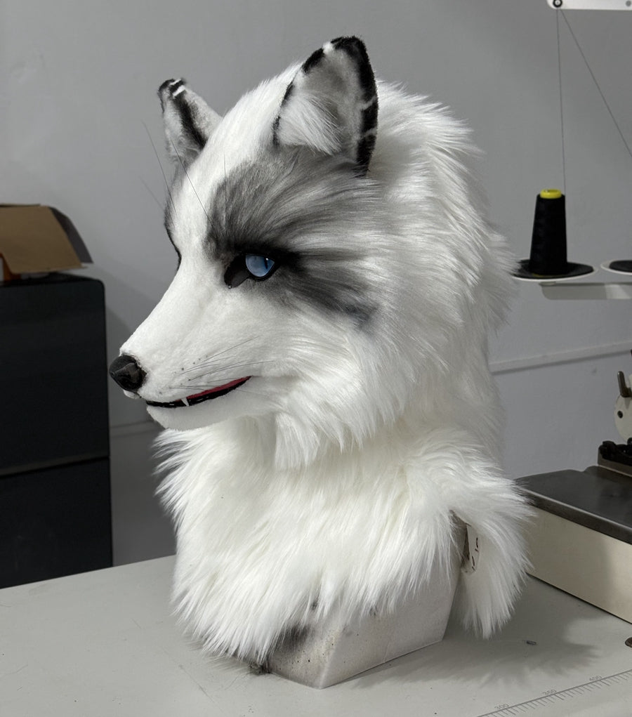 [Stock]Movable Jaw Fox Head Realistic Fursuit Headpiece Dog Cosplay Mask Halloween Costumes