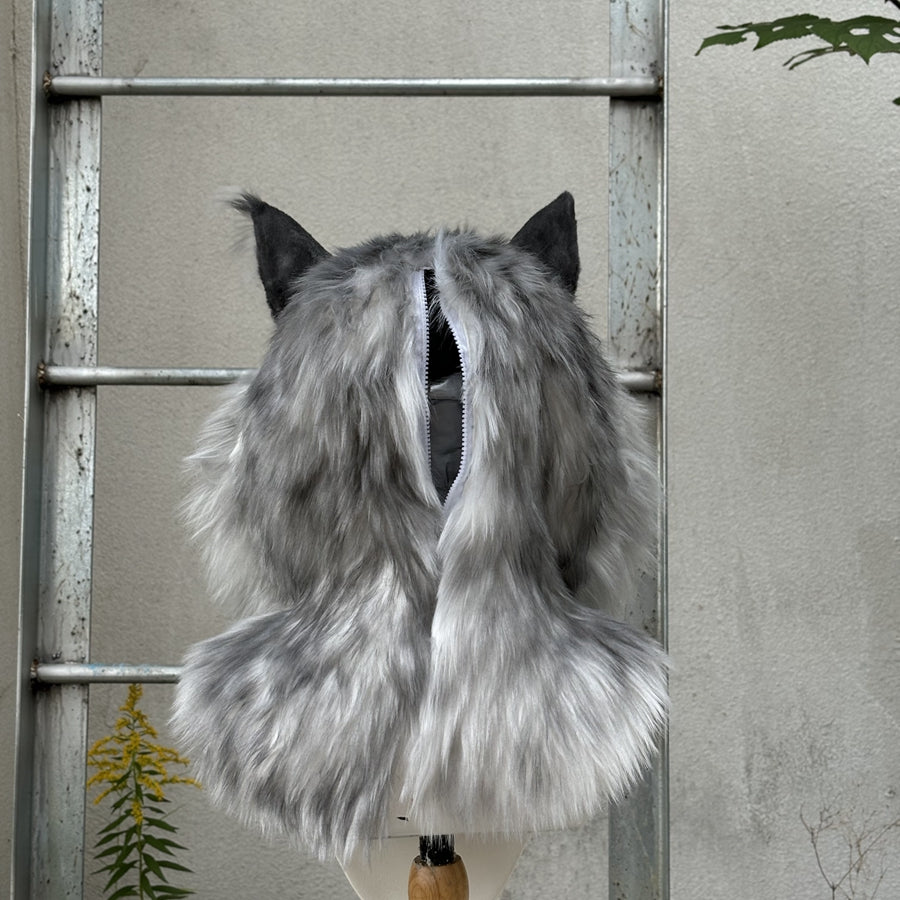 [Stock]Movable Jaw Smoke Maine Coon Head Realistic Fursuit Headpiece Cosplay Cat Mask Halloween Costumes
