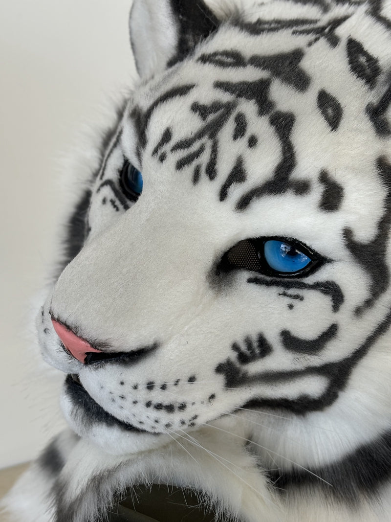 [Stock]Movable Jaw White Tiger Realistic Fursuit Head Cosplay Mask Halloween Furry Costumes