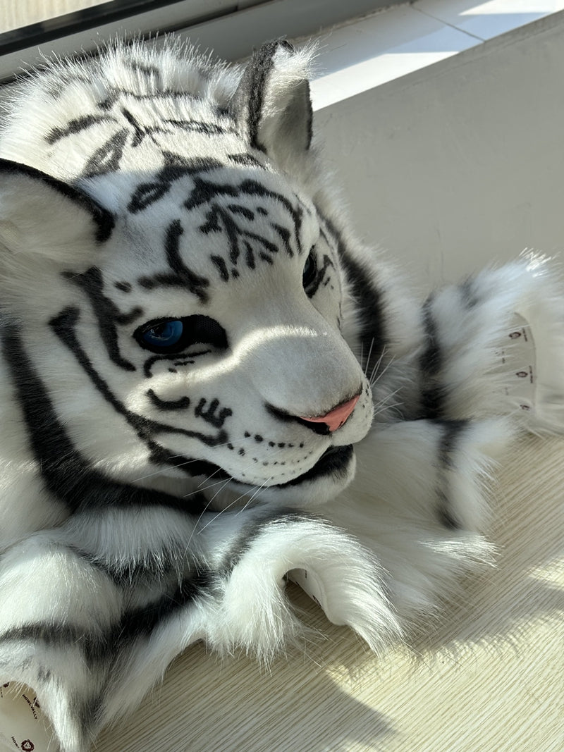 [Stock]Movable Jaw White Tiger Realistic Fursuit Head Cosplay Mask Halloween Furry Costumes