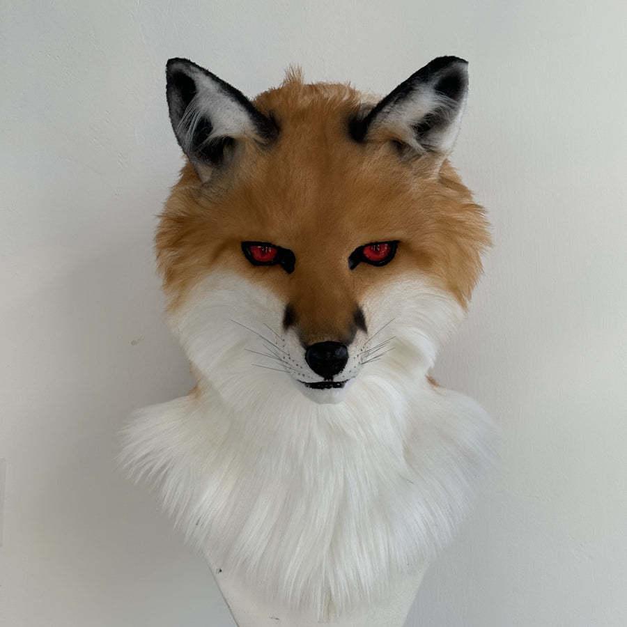 [Stock]Stock red fox realistic fursuit headpiece movable jaw halloween costumes furry cosplay mask