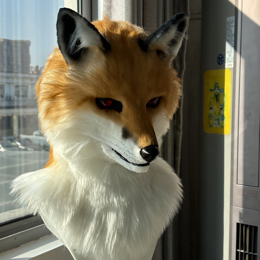 [Stock]Stock red fox realistic fursuit headpiece movable jaw halloween costumes furry cosplay mask