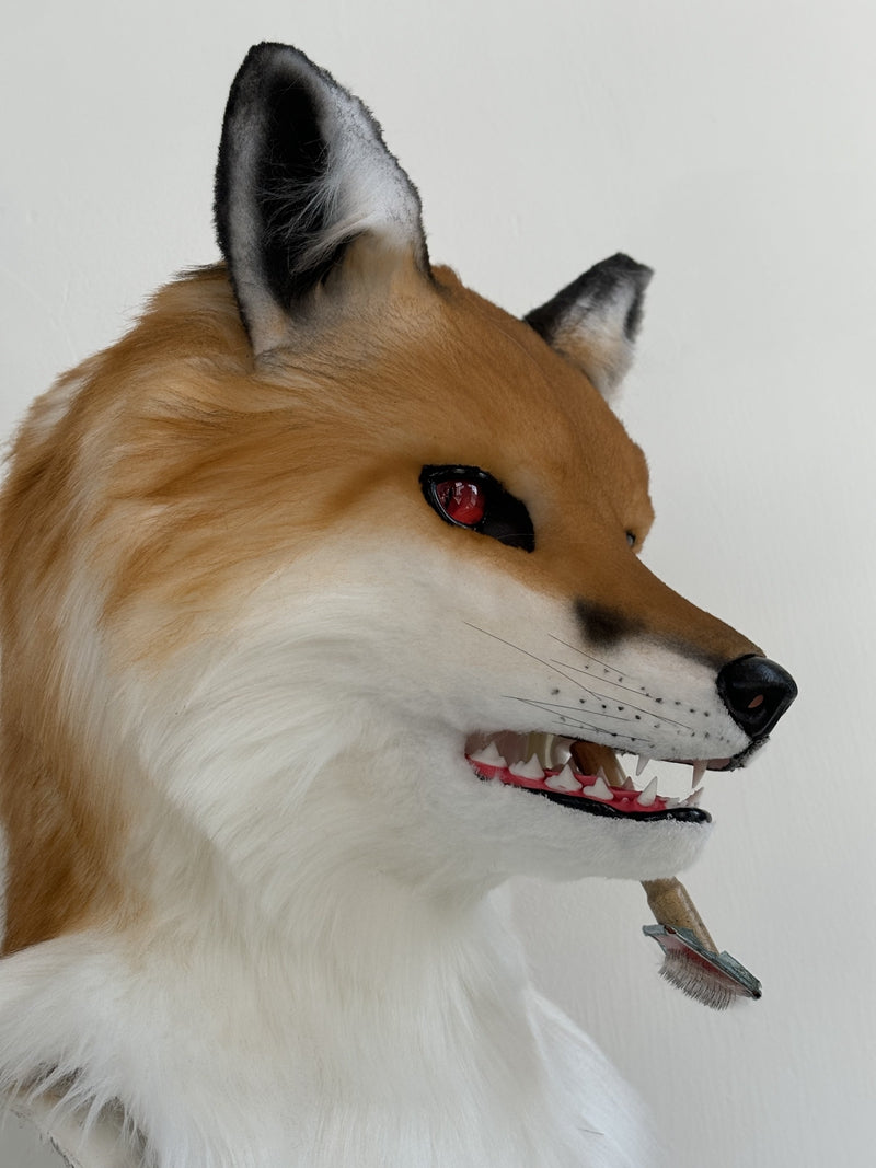 [Stock]Stock red fox realistic fursuit headpiece movable jaw halloween costumes furry cosplay mask