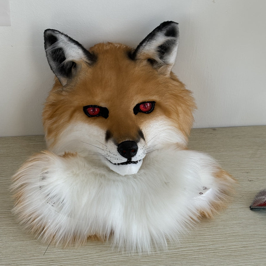 [Stock]Stock red fox realistic fursuit headpiece movable jaw halloween costumes furry cosplay mask