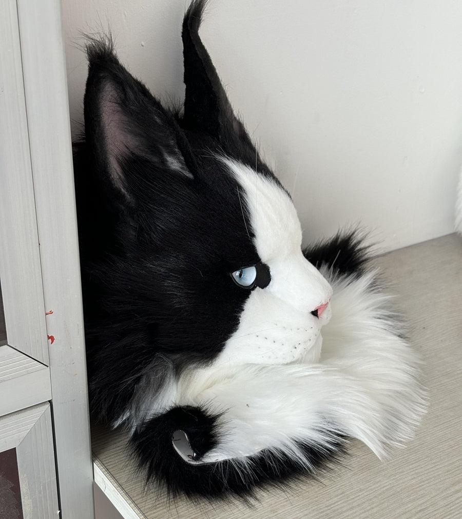 [Stock]Maine Coon Movable Jaw Realistic Cat Fursuit Head Cosplay Headpiece Halloween Furry Costumes