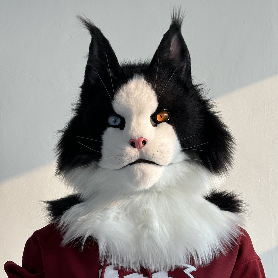 [Stock]Maine Coon Movable Jaw Realistic Cat Fursuit Head Cosplay Headpiece Halloween Furry Costumes