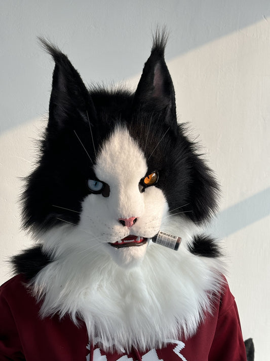 [Stock]Maine Coon Movable Jaw Realistic Cat Fursuit Head Cosplay Headpiece Halloween Furry Costumes