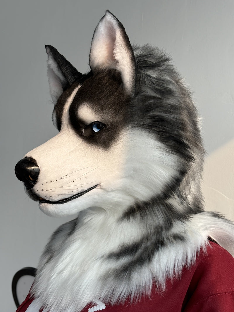 [Stock]Husky Movable Jaw Realistic Fursuit Head Dog Cosplay Mask Halloween Costumes