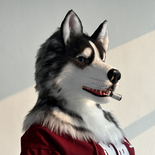 [Stock]Husky Movable Jaw Realistic Fursuit Head Dog Cosplay Mask Halloween Costumes