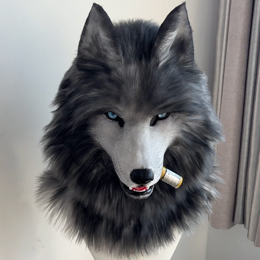 [Stock]Realistic Blue Bay Shepherd Fursuit Head, Movable Jaw Dog Mask Cosplay Furry Costumes