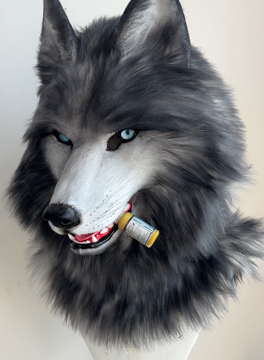 [Stock]Realistic Blue Bay Shepherd Fursuit Head, Movable Jaw Dog Mask Cosplay Furry Costumes