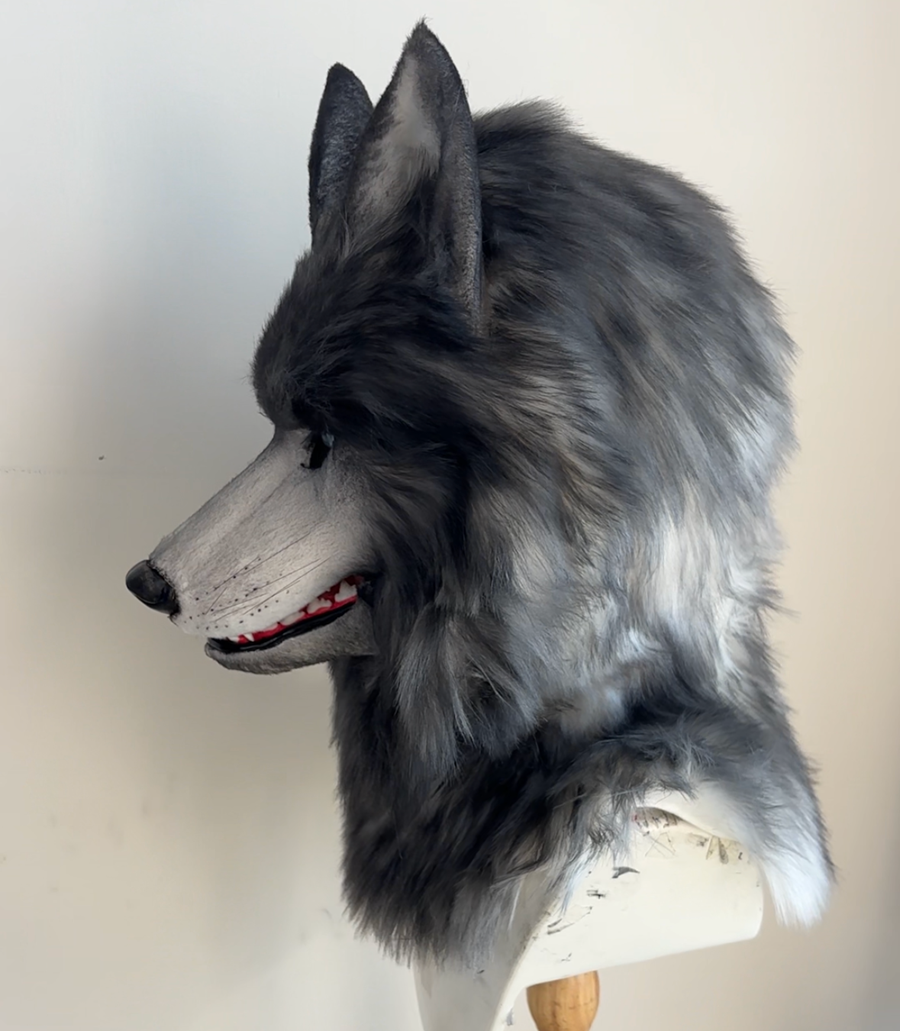 [Stock]Realistic Blue Bay Shepherd Fursuit Head, Movable Jaw Dog Mask Cosplay Furry Costumes