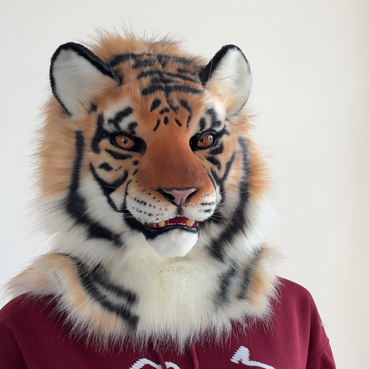 [Stock]Realistic Tiger Fursuit Head, Movable Jaw Beast Mask Halloween Cosplay Furry Costumes
