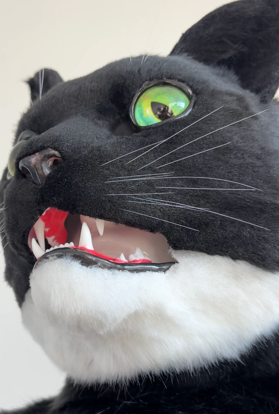 [Stock]Realistic Cat Fursuit Head, Movable Jaw Beast Mask Halloween Cosplay Furry Costumes