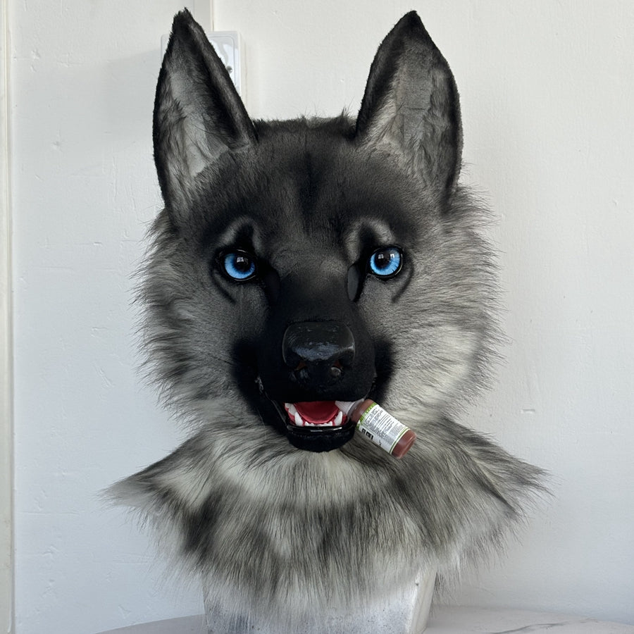 [Stock]Movable Jaw Realistic Wolf Dog Fursuit Head Halloween Costumes Furry Accessories