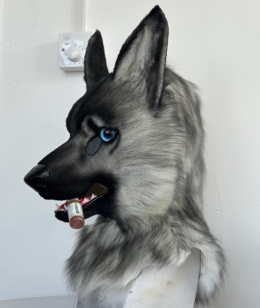 [Stock]Movable Jaw Realistic Wolf Dog Fursuit Head Halloween Costumes Furry Accessories