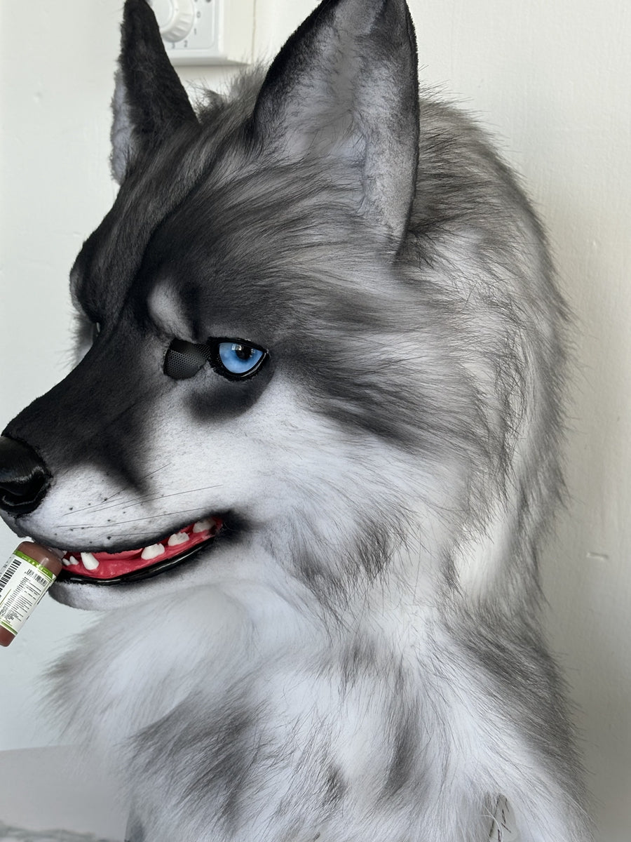 [Stock]Movable Jaw Realistic Wolf Fursuit Head Halloween Werewolf  Costumes Furry Accessories