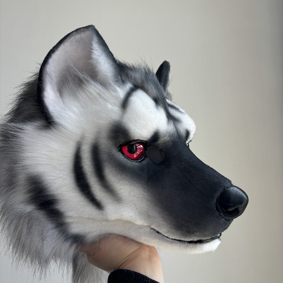 [Stock]Movable Jaw Realistic Hyena Fursuit Head Halloween Beast Costumes Furry Accessories