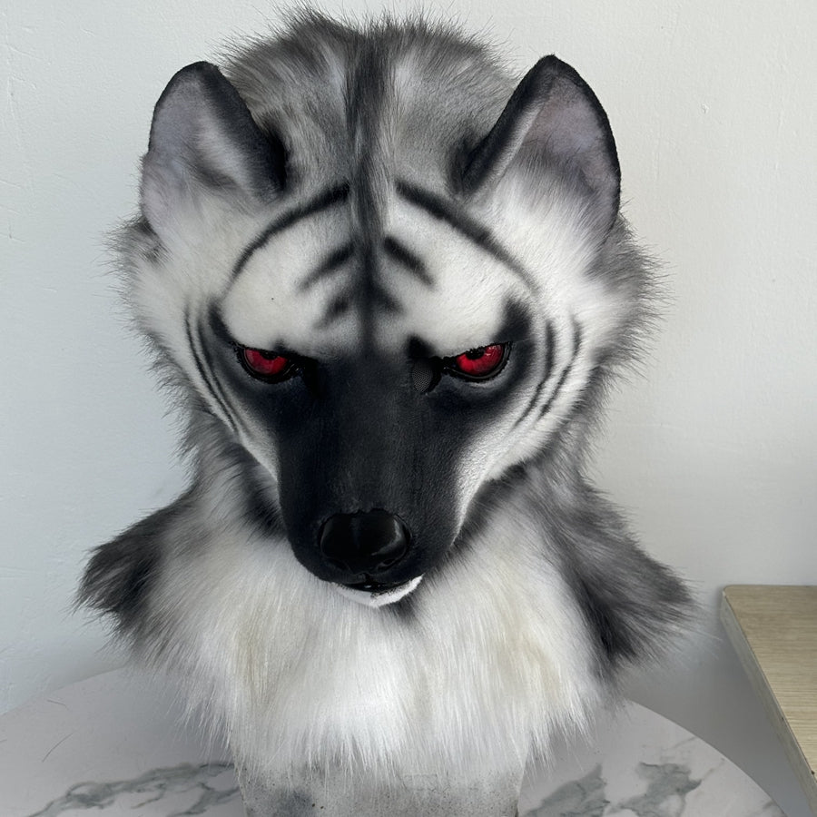 [Stock]Movable Jaw Realistic Hyena Fursuit Head Halloween Beast Costumes Furry Accessories