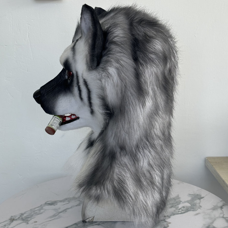 [Stock]Movable Jaw Realistic Hyena Fursuit Head Halloween Beast Costumes Furry Accessories