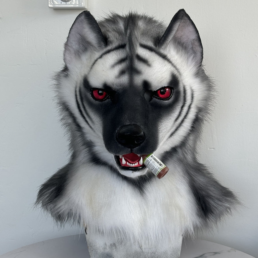 [Stock]Movable Jaw Realistic Hyena Fursuit Head Halloween Beast Costumes Furry Accessories