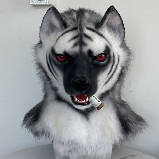 [Stock]Movable Jaw Realistic Hyena Fursuit Head Halloween Beast Costumes Furry Accessories