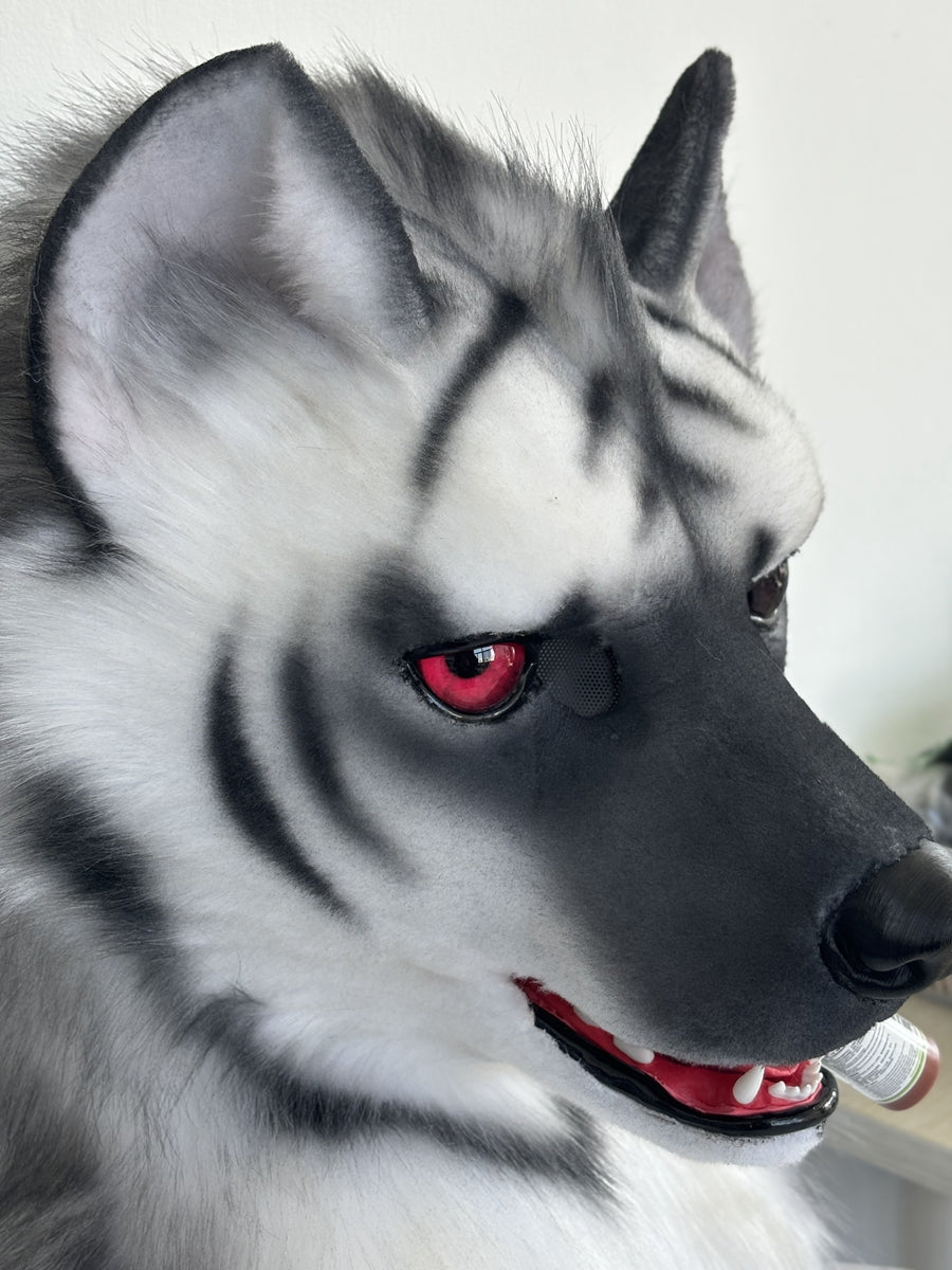 [Stock]Movable Jaw Realistic Hyena Fursuit Head Halloween Beast Costumes Furry Accessories