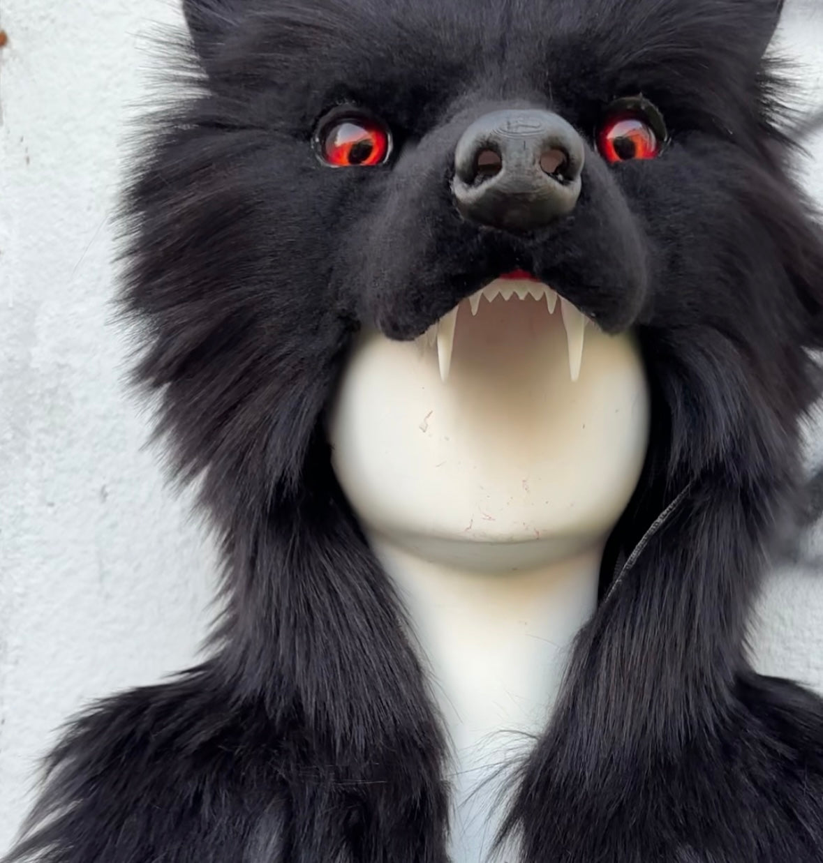 [Stock]handmade black wolf fursuit hat halloween cosplay costume headpiece half face mask furry accessories