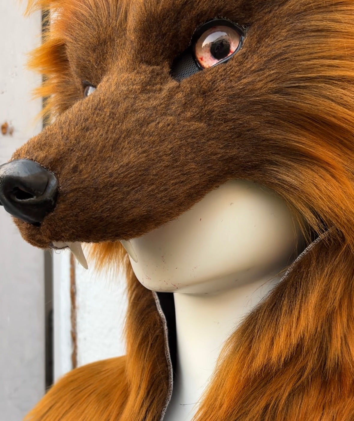 [Stock]handmade brown wolf fursuit hat halloween cosplay costume headpiece half face mask furry accessories