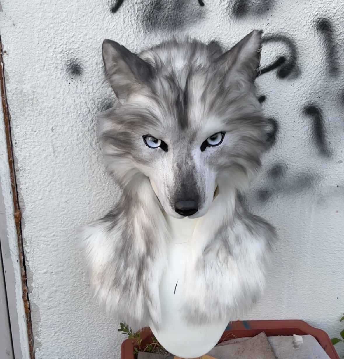 [Stock]handmade wolf fursuit hat halloween cosplay costume headpiece half face mask furry accessories