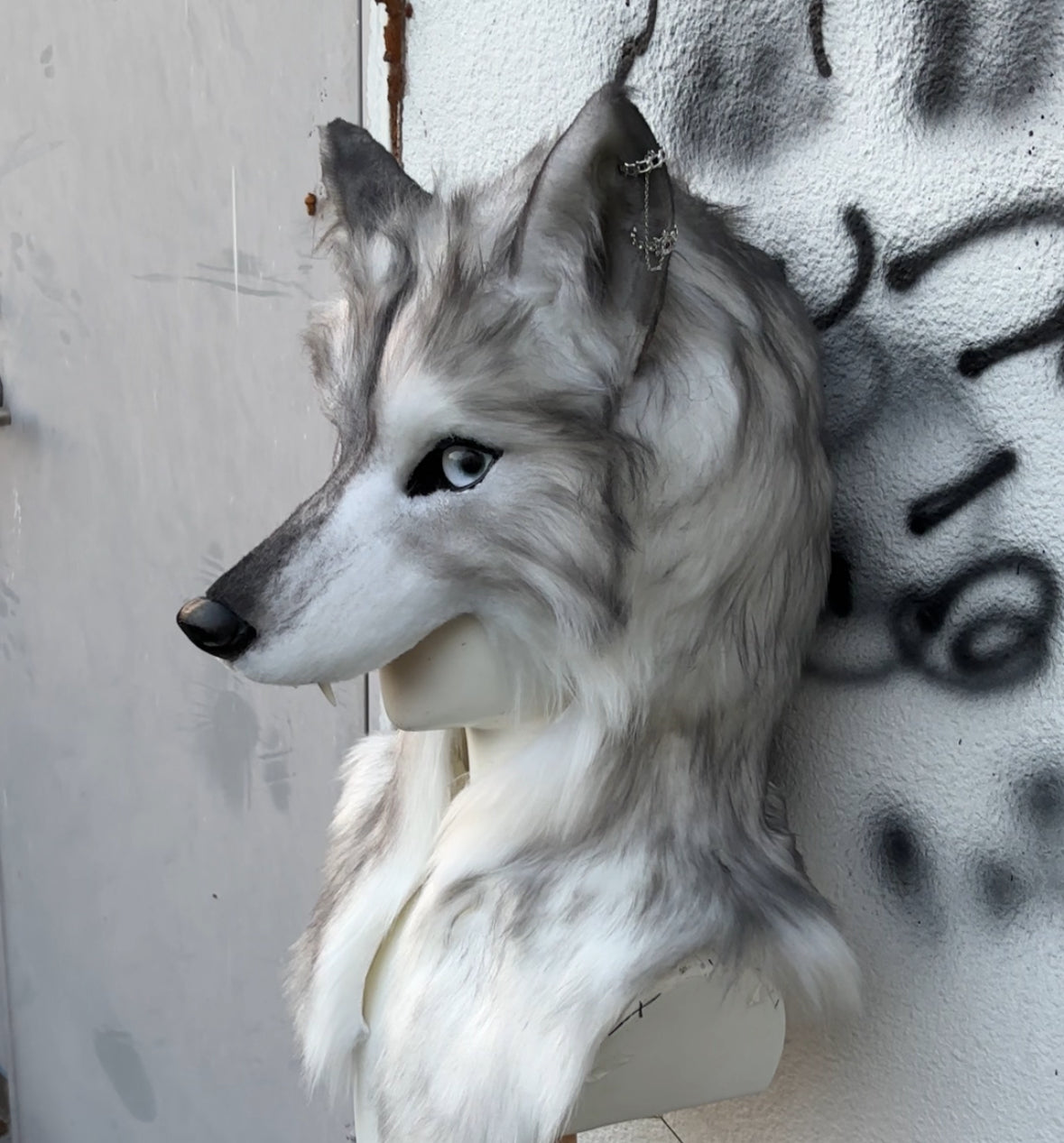 [Stock]handmade wolf fursuit hat halloween cosplay costume headpiece half face mask furry accessories