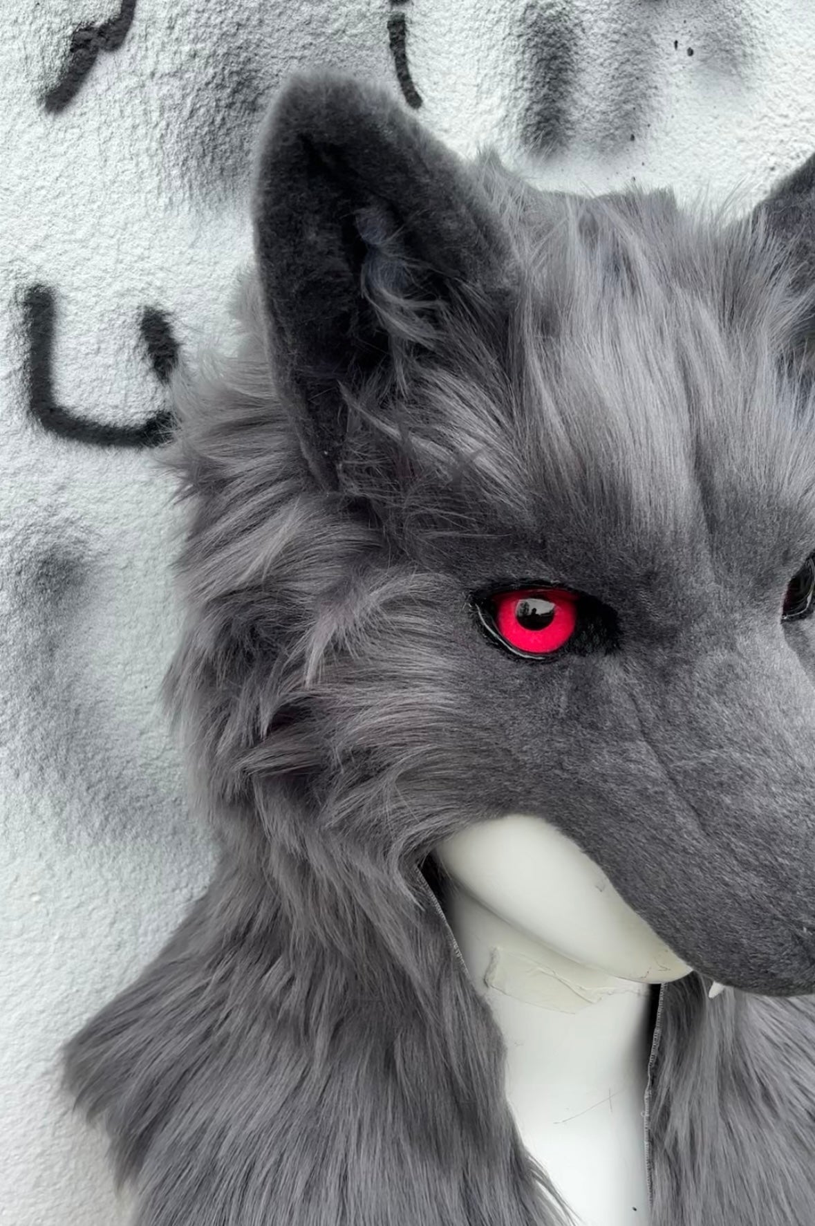 [Stock]handmade gray wolf fursuit hat halloween cosplay costume headpiece half face mask furry accessories