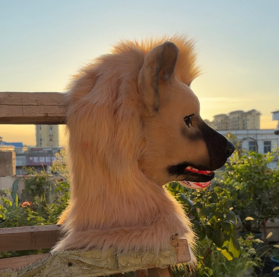 [Stock]Realistic fursuit spotted hyena movable jaw headpiece halloween beast mask cosplay costumes furry accessories