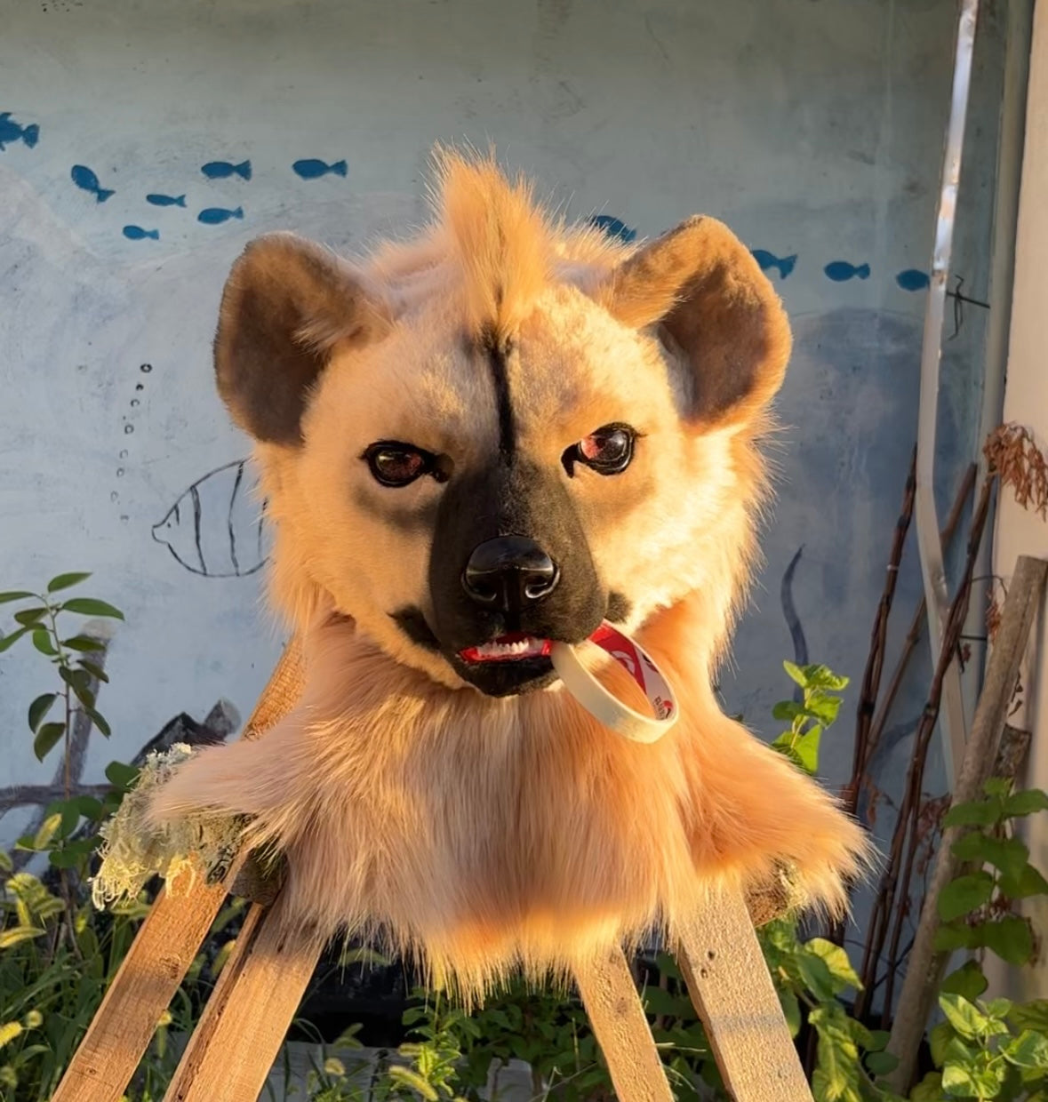 [Stock]Realistic fursuit spotted hyena movable jaw headpiece halloween beast mask cosplay costumes furry accessories