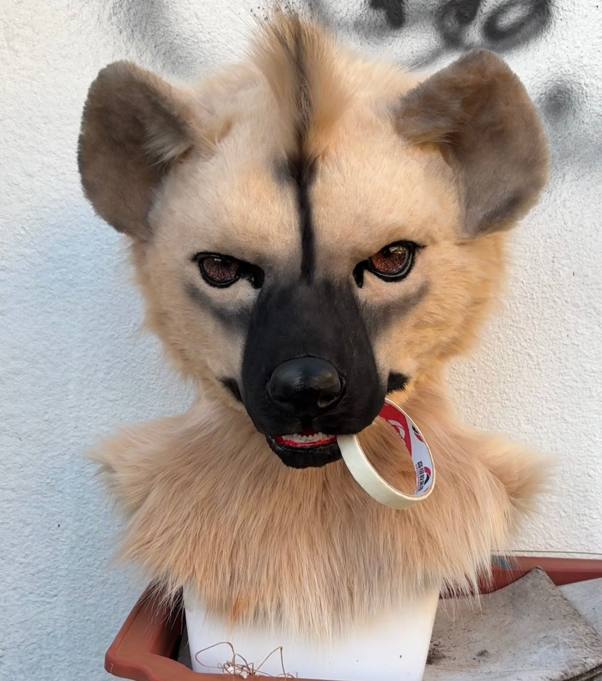 [Stock]Realistic fursuit spotted hyena movable jaw headpiece halloween beast mask cosplay costumes furry accessories