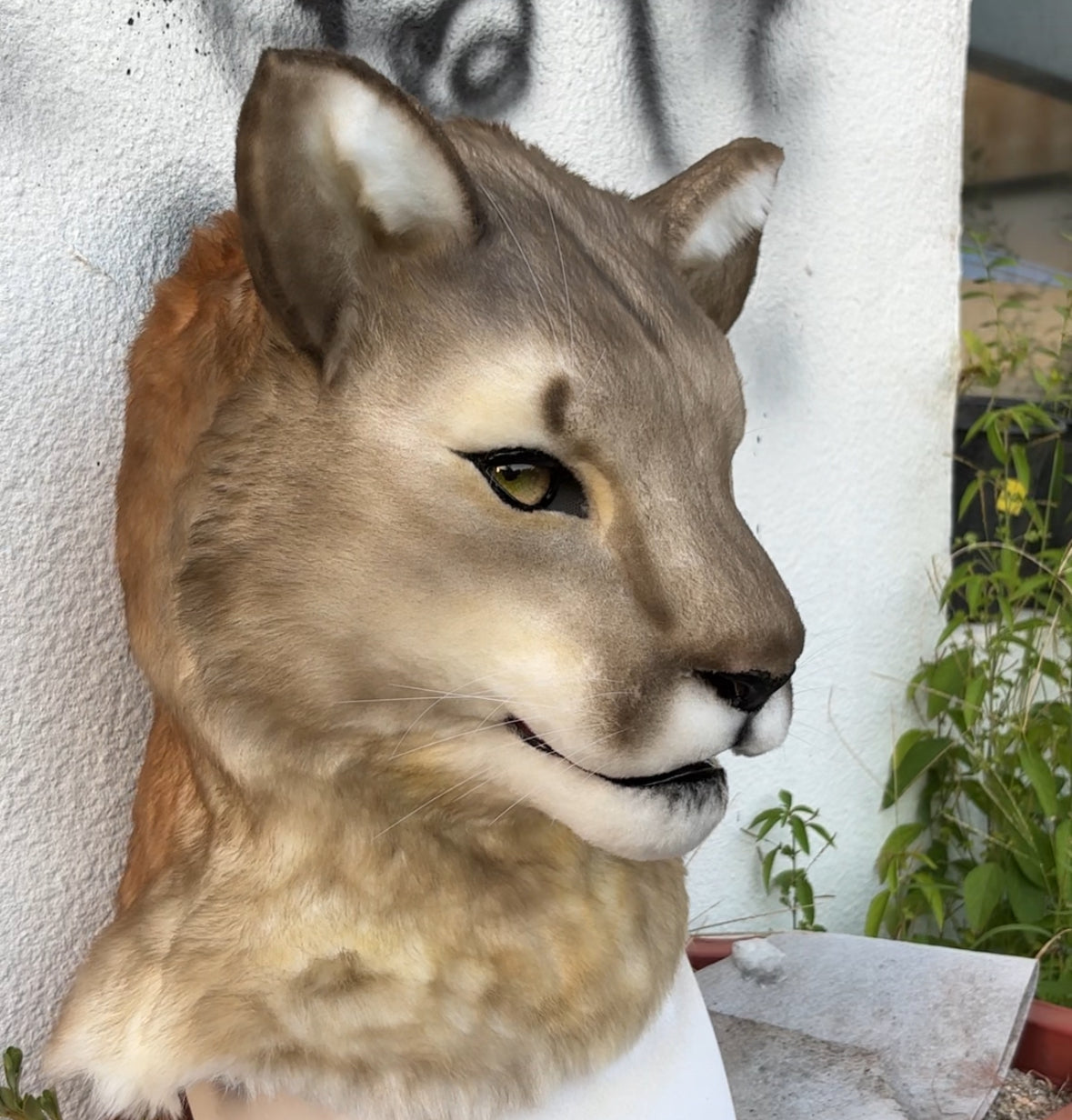 [Premade]Realistic fursuit puma movable jaw headpiece halloween beast mask cosplay costumes furry accessories