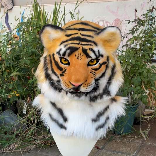 [Stock]Realistic fursuit tiger movable jaw headpiece halloween beast mask cosplay costumes furry accessories
