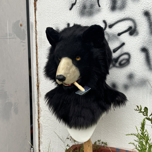 [Premade]Realistic fursuit black bear movable jaw headpiece halloween cosplay costumes furry accessories