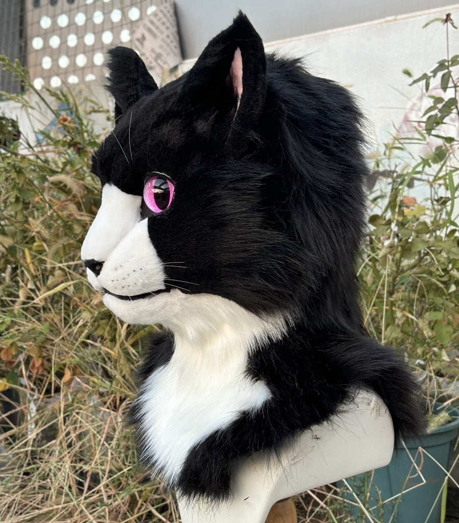 [Stock]Realistic Fursuit Head Cat Cute Kitty Movable Jaw Halloween Mask Cosplay Costumes Furry Accessories