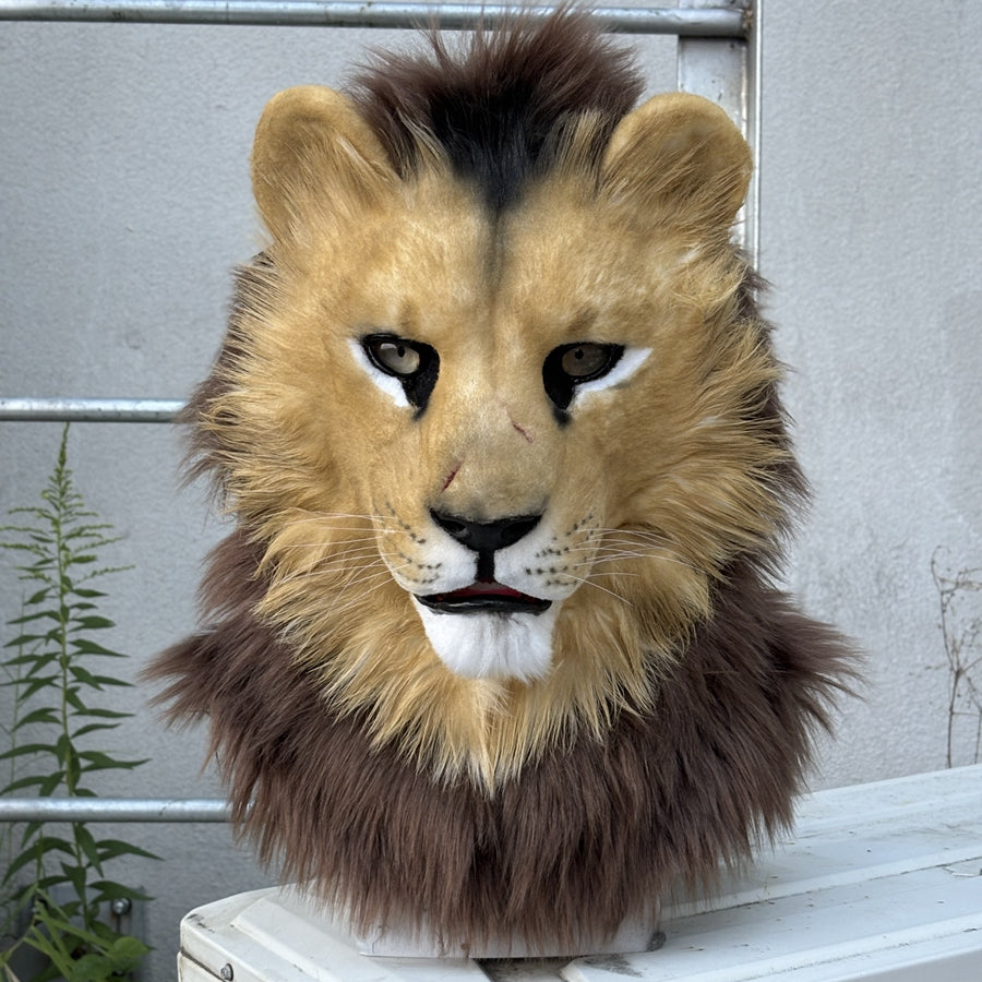 [Stock]Realistic Fursuit Head Lion Movable Jaw Halloween Mask Cosplay Costumes Furry Accessories