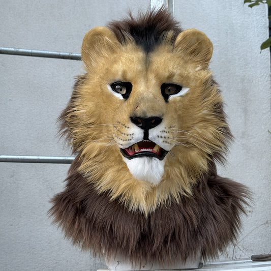[Stock]Realistic Fursuit Head Lion Movable Jaw Halloween Mask Cosplay Costumes Furry Accessories