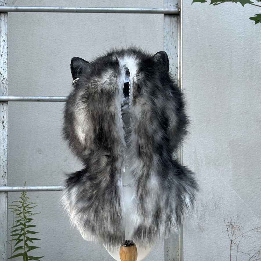 [Premade]Realistic Fursuit Head Black Wolf Movable Jaw Halloween Mask Cosplay Costumes Furry Accessories