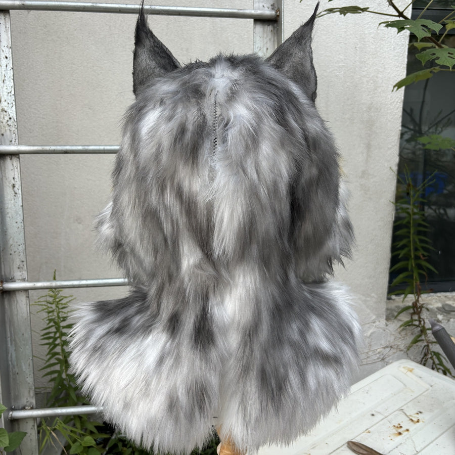[Stock]Realistic fursuit head maine coon cat movable jaw headpiece halloween mask cosplay costumes furry accessories
